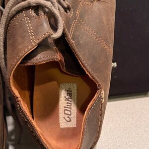 OluKai Men's Dark Brown Leather Loafers